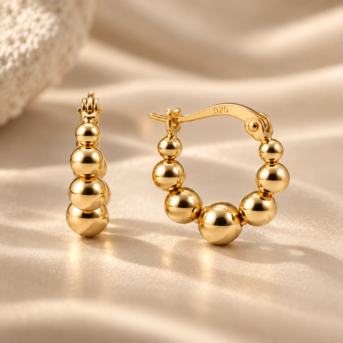 Round bead earrings