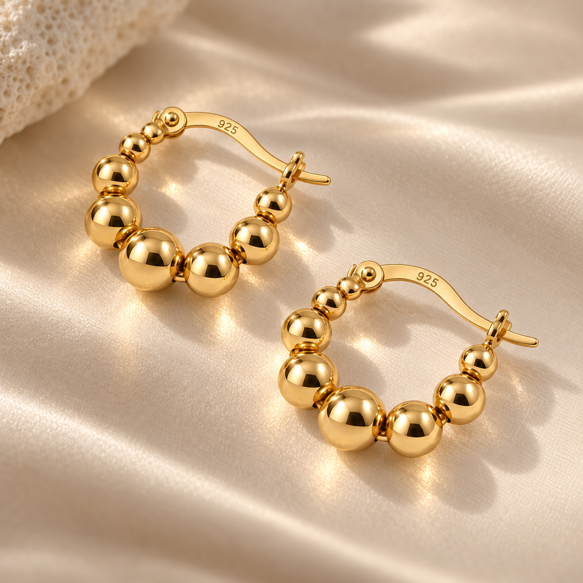 Round bead earrings